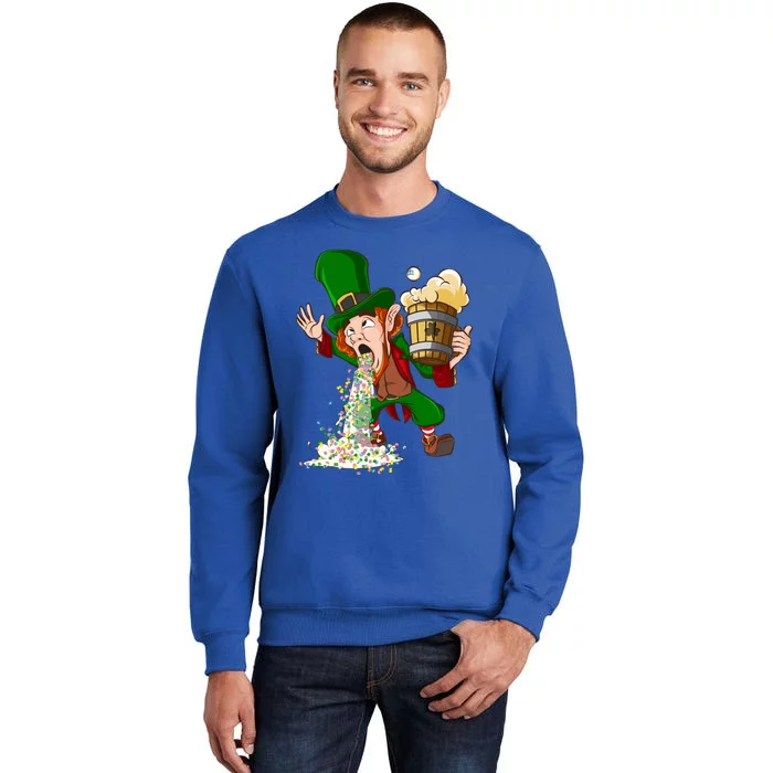 Funny St Patricks Day Drunk Leprechaun Puking Ing Irish Cool Gift Sweatshirt