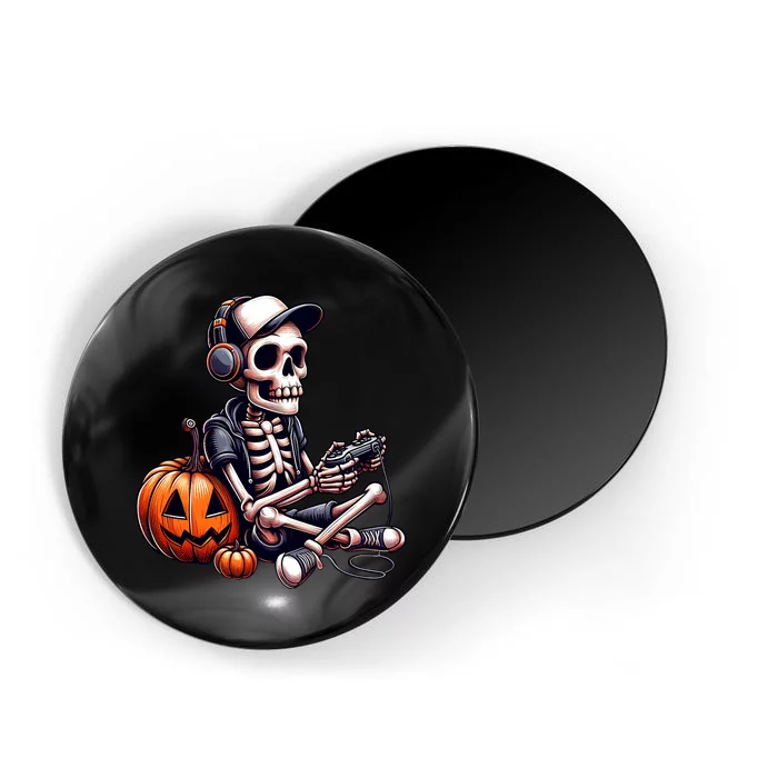 Funny Skeleton Playing Video Game Halloween Gamer Magnet