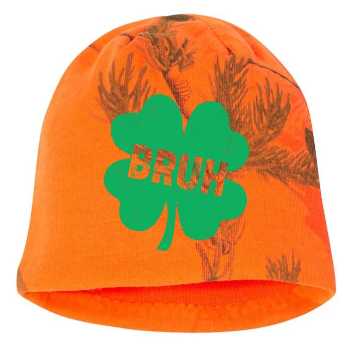 Funny St Patricks Day Bruh Lucky Shamrock Clover Kati - Camo Knit Beanie