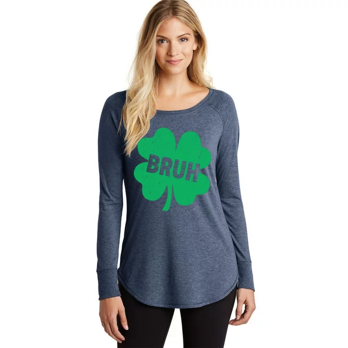 Funny St Patricks Day Bruh Lucky Shamrock Clover Women's Perfect Tri Tunic Long Sleeve Shirt