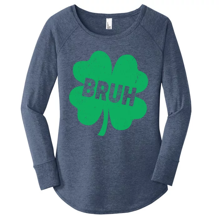 Funny St Patricks Day Bruh Lucky Shamrock Clover Women's Perfect Tri Tunic Long Sleeve Shirt