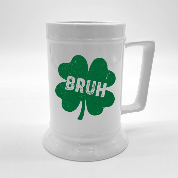 Funny St Patricks Day Bruh Lucky Shamrock Clover Front & Back Beer Stein