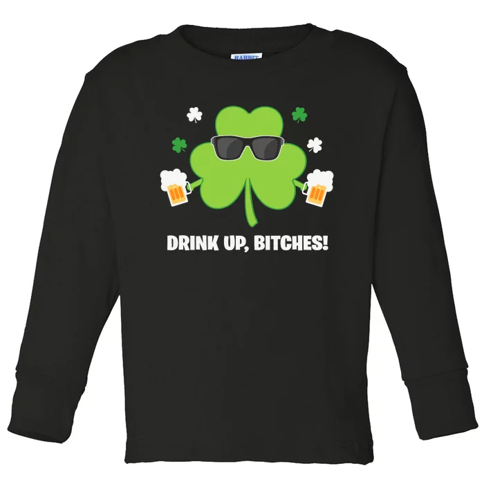 Funny St Patricks Day Drink Up Toddler Long Sleeve Shirt