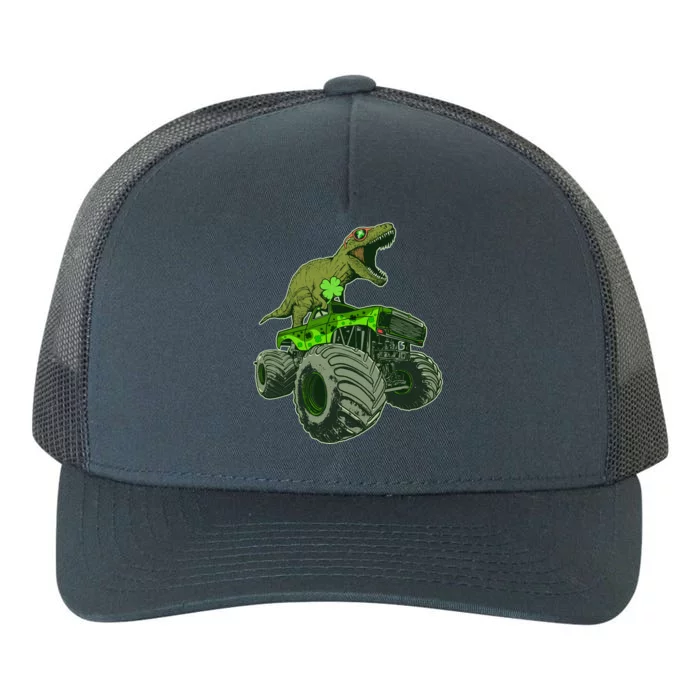 Funny St Patrick's Day Lucky Trex Dinosaur Riding Monster Truck Yupoong Adult 5-Panel Trucker Hat