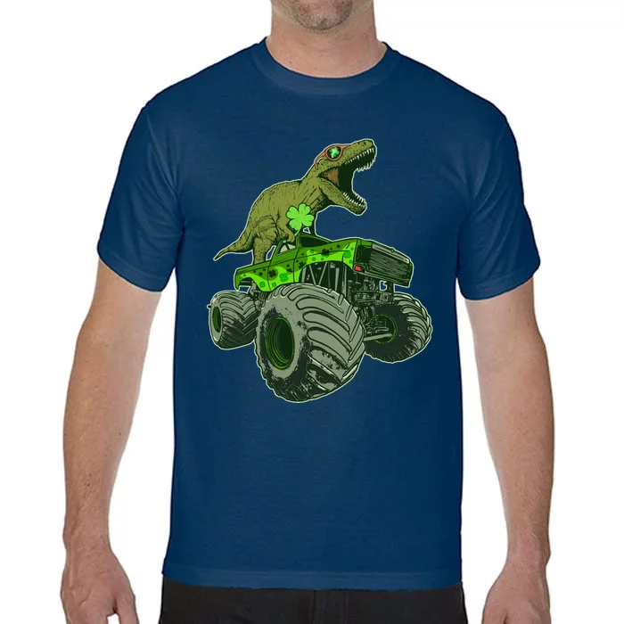 Funny St Patrick's Day Lucky Trex Dinosaur Riding Monster Truck Comfort Colors T-Shirt