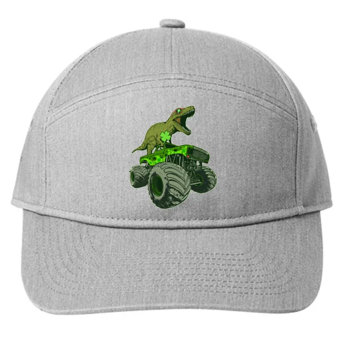 Funny St Patrick's Day Lucky Trex Dinosaur Riding Monster Truck 7-Panel Snapback Hat