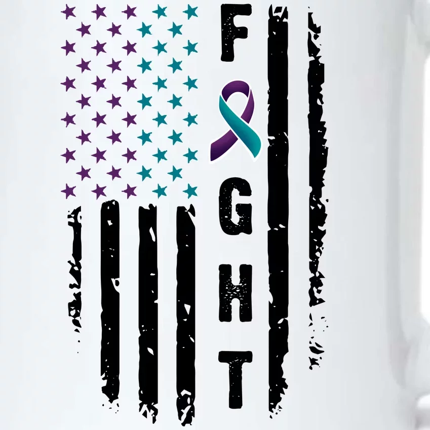 Fight Suicide Prevention Teal Purple Ribbon US Flag Black Color Changing Mug