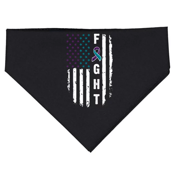 Fight Suicide Prevention Teal Purple Ribbon US Flag USA-Made Doggie Bandana