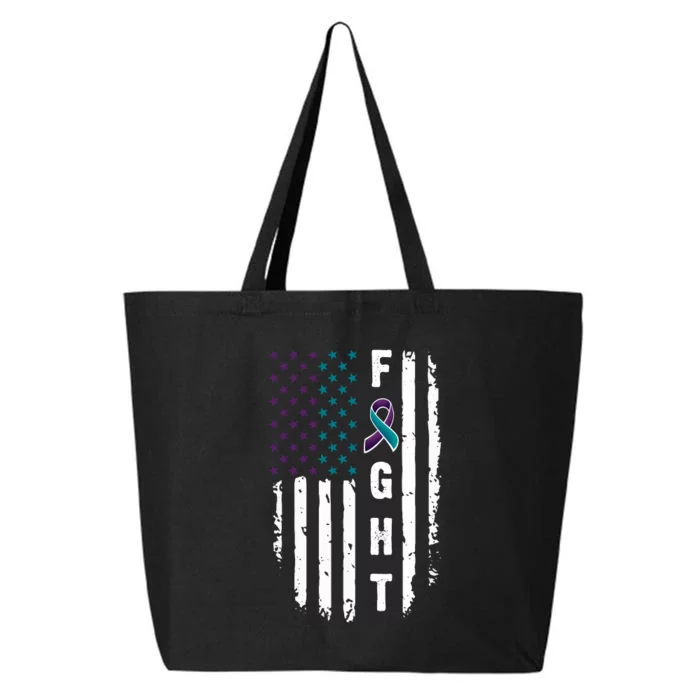 Fight Suicide Prevention Teal Purple Ribbon US Flag 25L Jumbo Tote