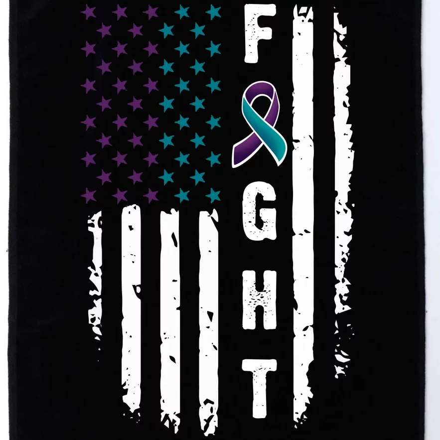 Fight Suicide Prevention Teal Purple Ribbon US Flag Platinum Collection Golf Towel