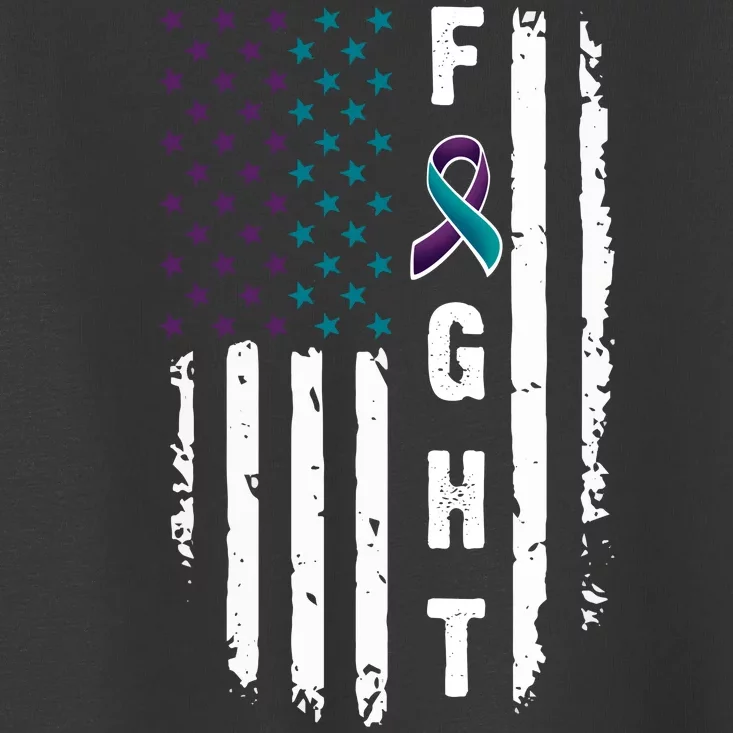 Fight Suicide Prevention Teal Purple Ribbon US Flag Toddler T-Shirt