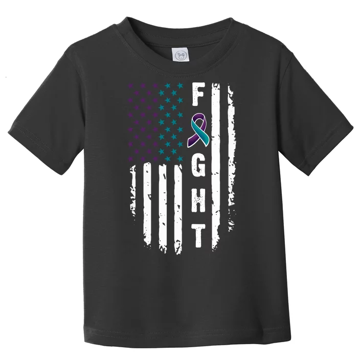 Fight Suicide Prevention Teal Purple Ribbon US Flag Toddler T-Shirt