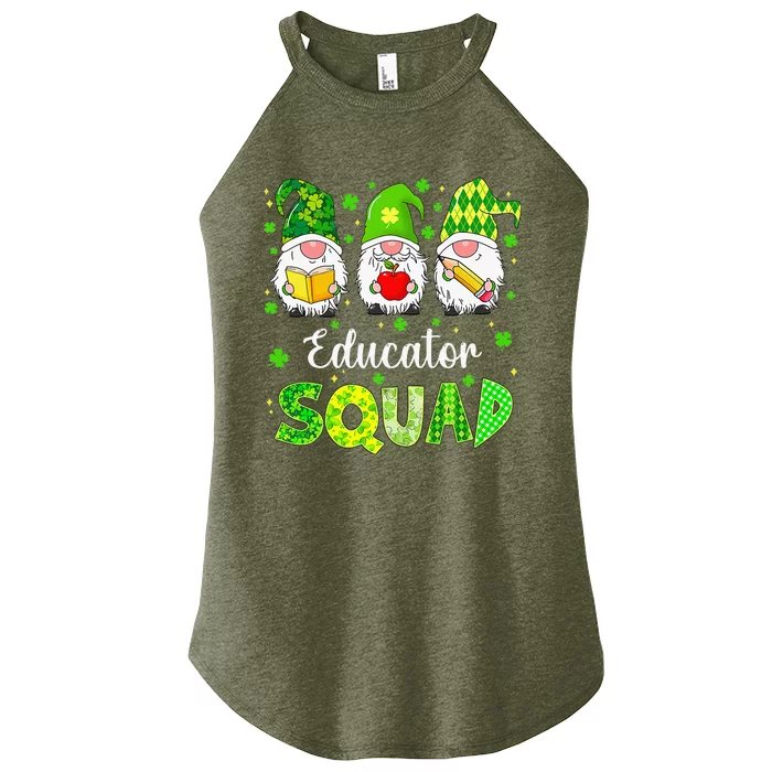 Funny St Patricks Day Shamrock Educator Squad Irish Gnome Women’s Perfect Tri Rocker Tank