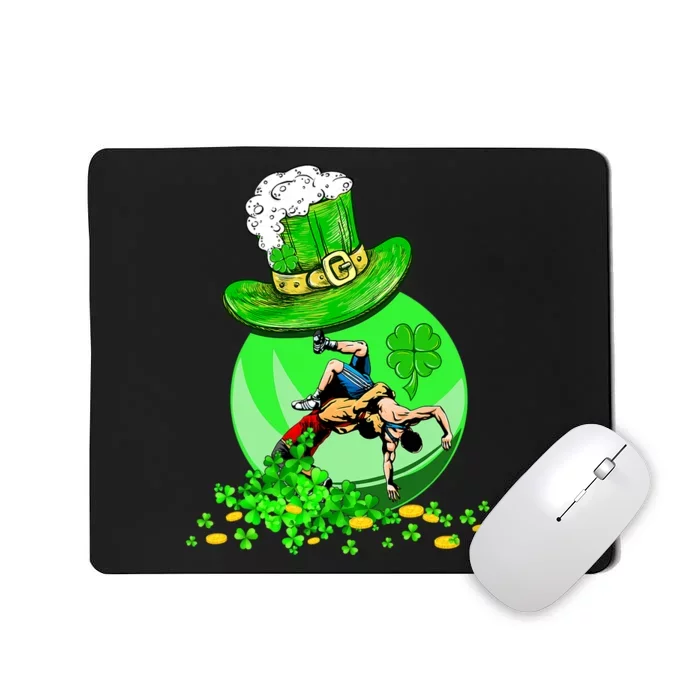 Funny St. Patricks Day Irish Wrestling Shamrock Lover Mousepad