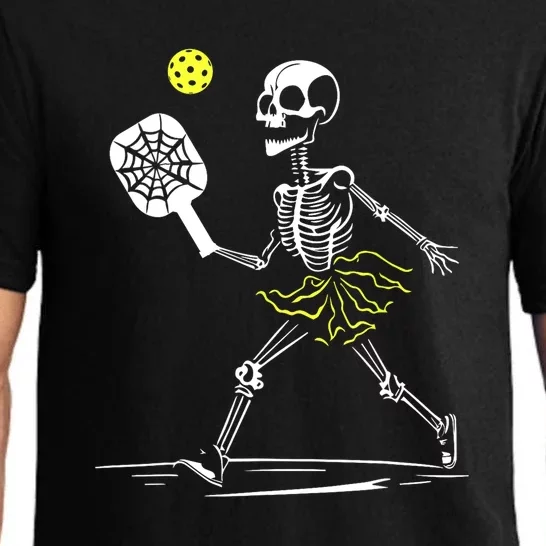 Funny Spooky Pickleball Halloween Skeleton Gift For Sport Fan Pajama Set