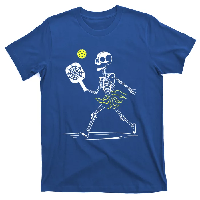 Funny Spooky Pickleball Halloween Skeleton Gift For Sport Fan T-Shirt