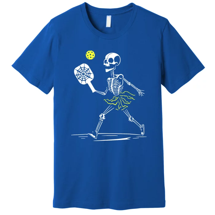 Funny Spooky Pickleball Halloween Skeleton Gift For Sport Fan Premium T-Shirt