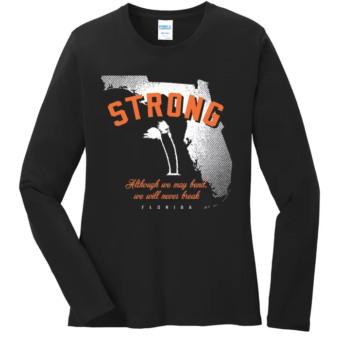 Florida Strong Palm Trees Bend Not Break Ladies Long Sleeve Shirt