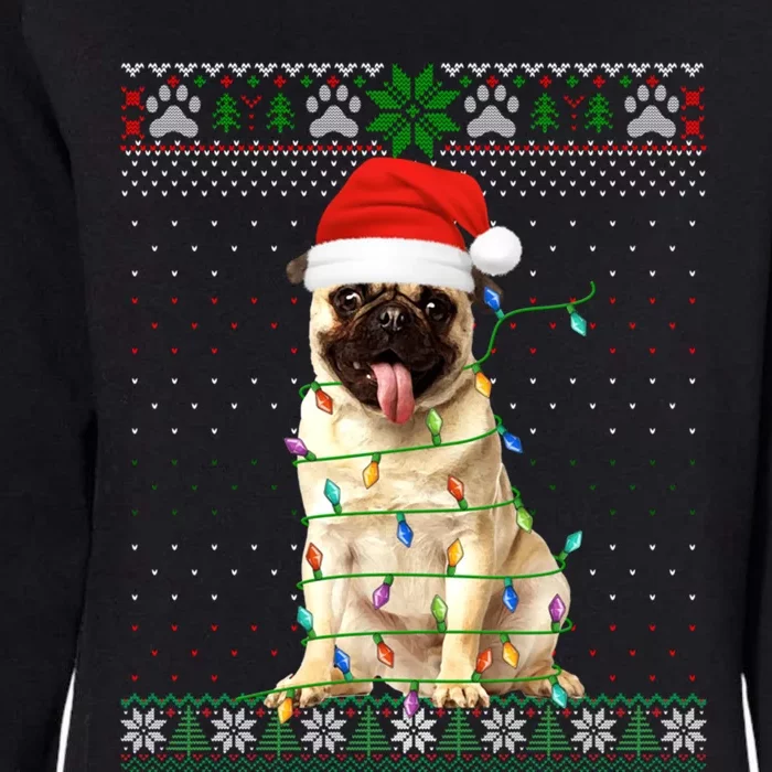 Funny Santa Pug Dog Light Christmas Tree Ugly Xmas Sweater Cool Gift Womens California Wash Sweatshirt