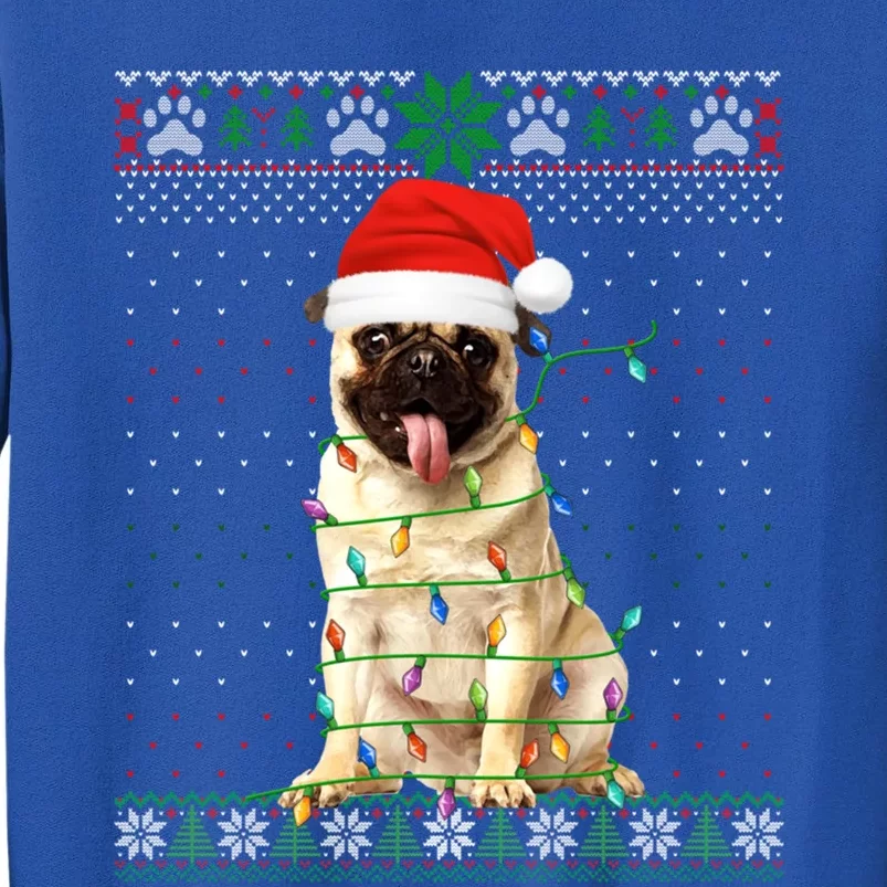 Funny Santa Pug Dog Light Christmas Tree Ugly Xmas Sweater Cool Gift Tall Sweatshirt