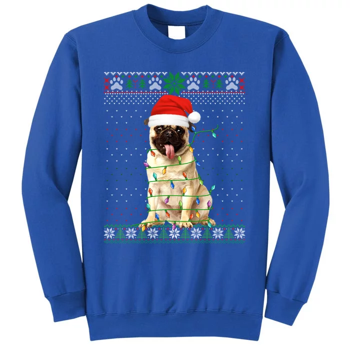 Funny Santa Pug Dog Light Christmas Tree Ugly Xmas Sweater Cool Gift Tall Sweatshirt