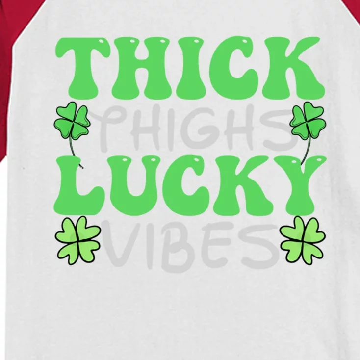 Funny St Patricks Day Shenanigans Thick Thighs Lucky Vibes Gift Kids Colorblock Raglan Jersey