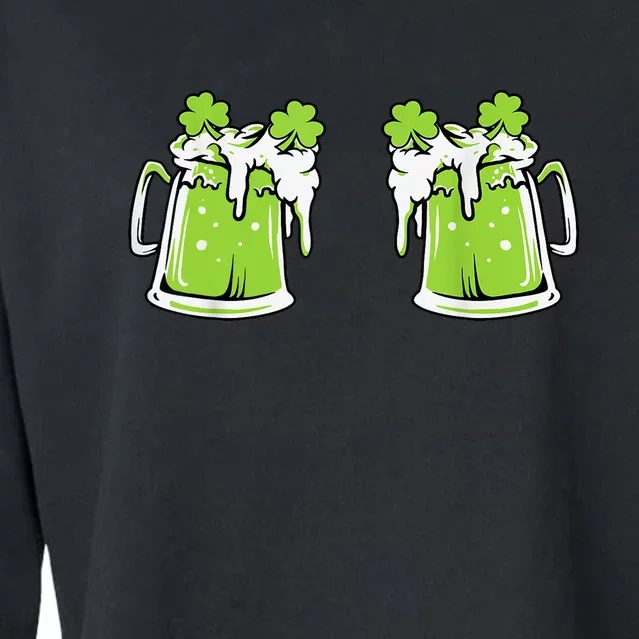 Funny St Patricks Day Drinking Irish Shamrock Green Beer Mug Gift Cropped Pullover Crew