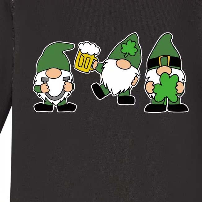 Funny St Patricks Day Drunk Gnomes Baby Long Sleeve Bodysuit