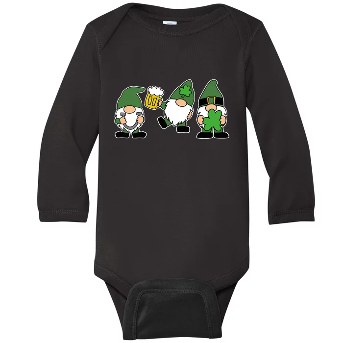 Funny St Patricks Day Drunk Gnomes Baby Long Sleeve Bodysuit