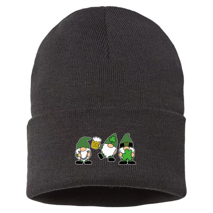 Funny St Patricks Day Drunk Gnomes Sustainable Knit Beanie