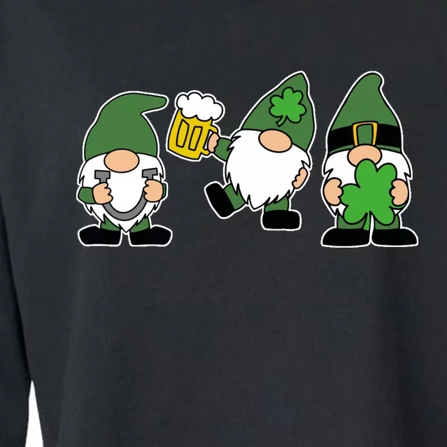 Funny St Patricks Day Drunk Gnomes Cropped Pullover Crew