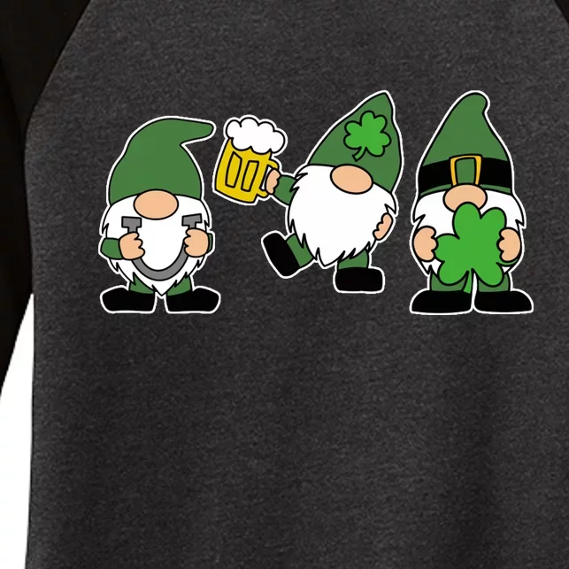 Funny St Patricks Day Drunk Gnomes Women's Tri-Blend 3/4-Sleeve Raglan Shirt