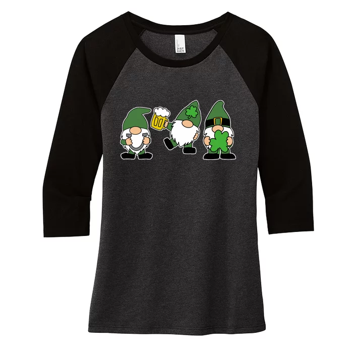 Funny St Patricks Day Drunk Gnomes Women's Tri-Blend 3/4-Sleeve Raglan Shirt