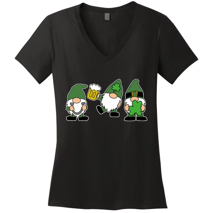 Funny St Patricks Day Drunk Gnomes Women's V-Neck T-Shirt