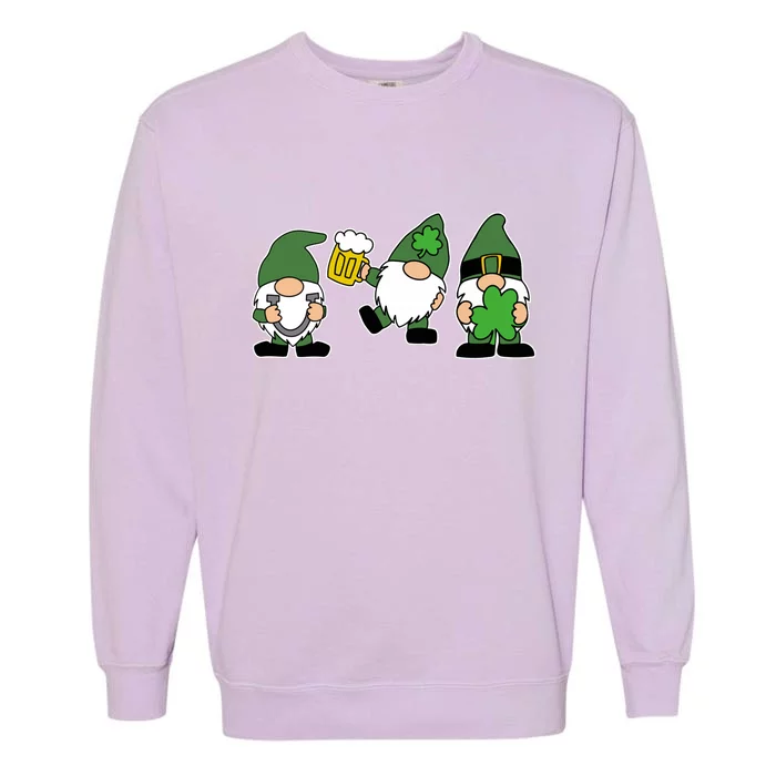 Funny St Patricks Day Drunk Gnomes Garment-Dyed Sweatshirt