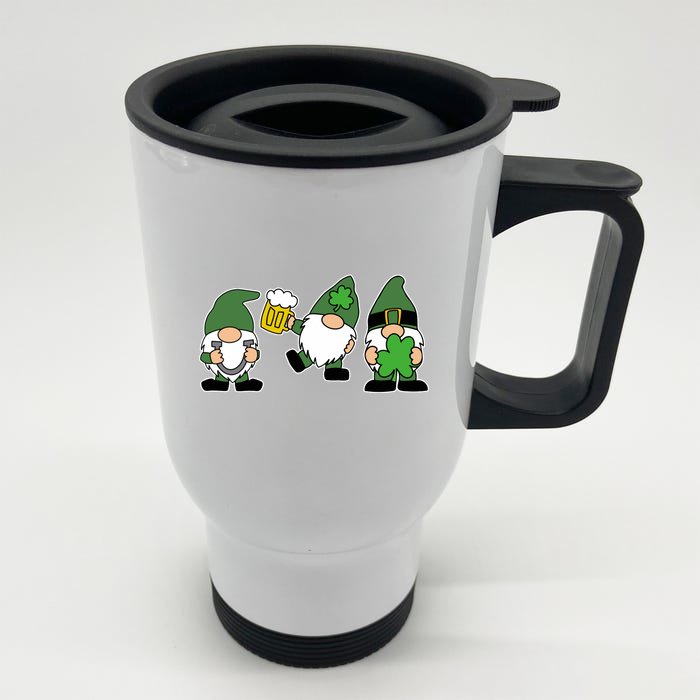 Funny St Patricks Day Drunk Gnomes Front & Back Stainless Steel Travel Mug