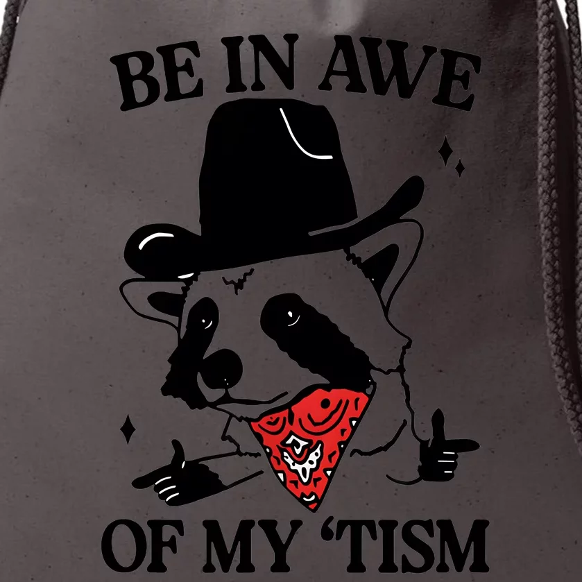 Funny Saying Panda Be In Awe Of My Tism Drawstring Bag