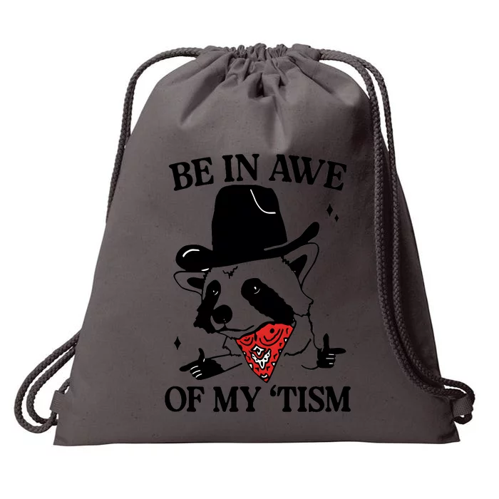 Funny Saying Panda Be In Awe Of My Tism Drawstring Bag