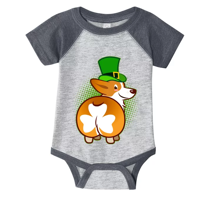 Funny St Patrick's Day Shamrock Corgi Butt Infant Baby Jersey Bodysuit