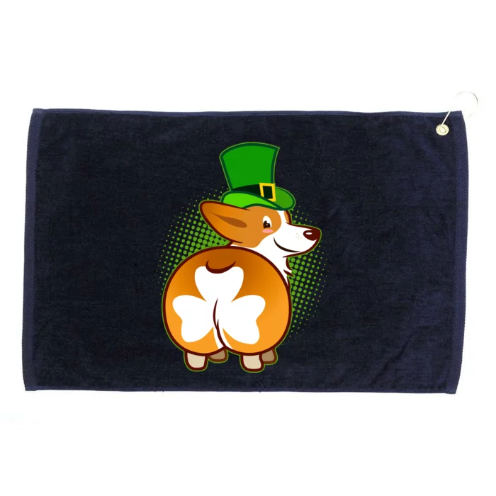 Funny St Patrick's Day Shamrock Corgi Butt Grommeted Golf Towel