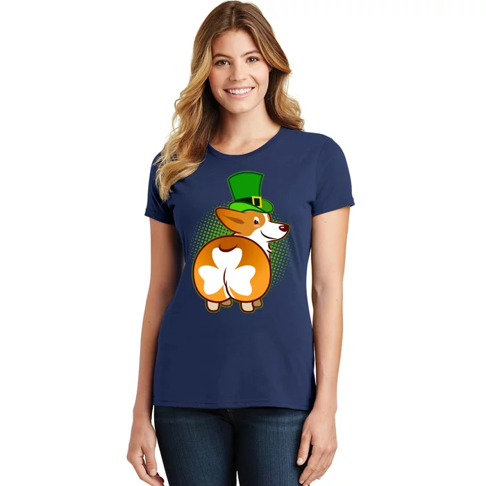 Funny St Patrick's Day Shamrock Corgi Butt Women's T-Shirt