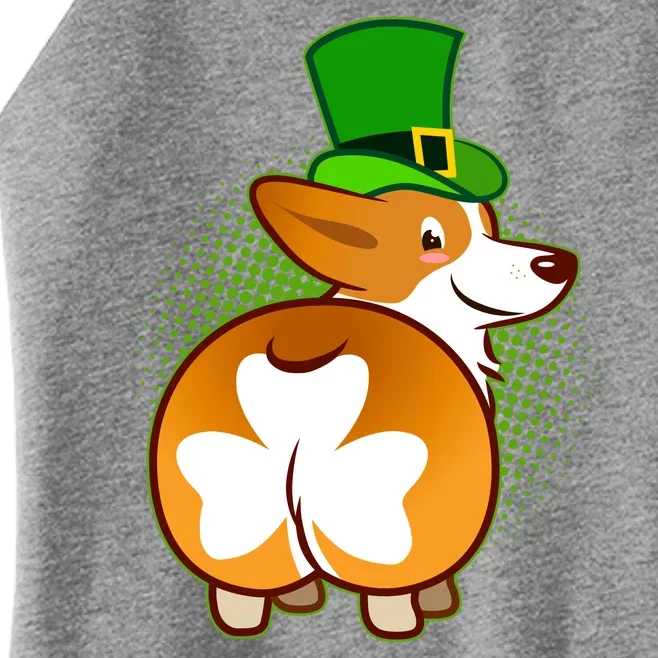 Funny St Patrick's Day Shamrock Corgi Butt Women’s Perfect Tri Rocker Tank