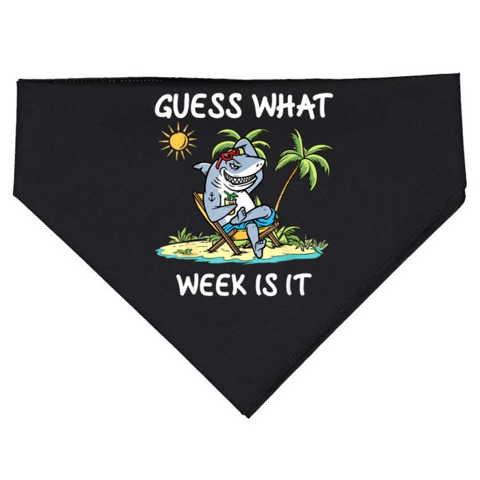 Funny Shark Party Beach Guess What Week Is It Lover Shark USA-Made Doggie Bandana