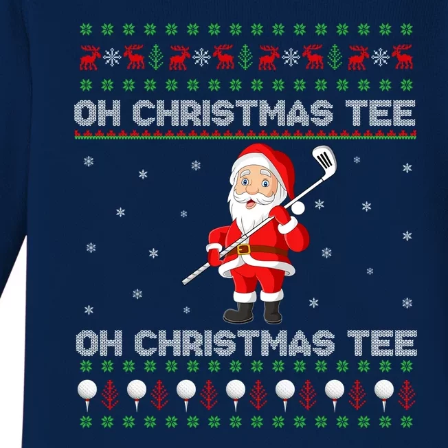 Funny Santa Playing Golf Sports Christmas Baby Long Sleeve Bodysuit