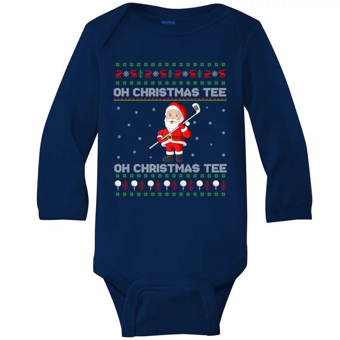 Funny Santa Playing Golf Sports Christmas Baby Long Sleeve Bodysuit