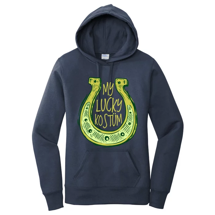 Funny Saint Patrick Day Costume Gift Horseshoe Lucky Design Cute Gift Women's Pullover Hoodie