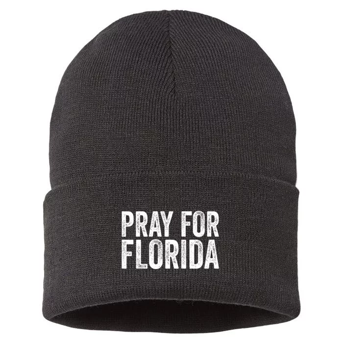 Florida Strong Pray For Florida Hurricane Milton Florida Tropical Storm Sustainable Knit Beanie