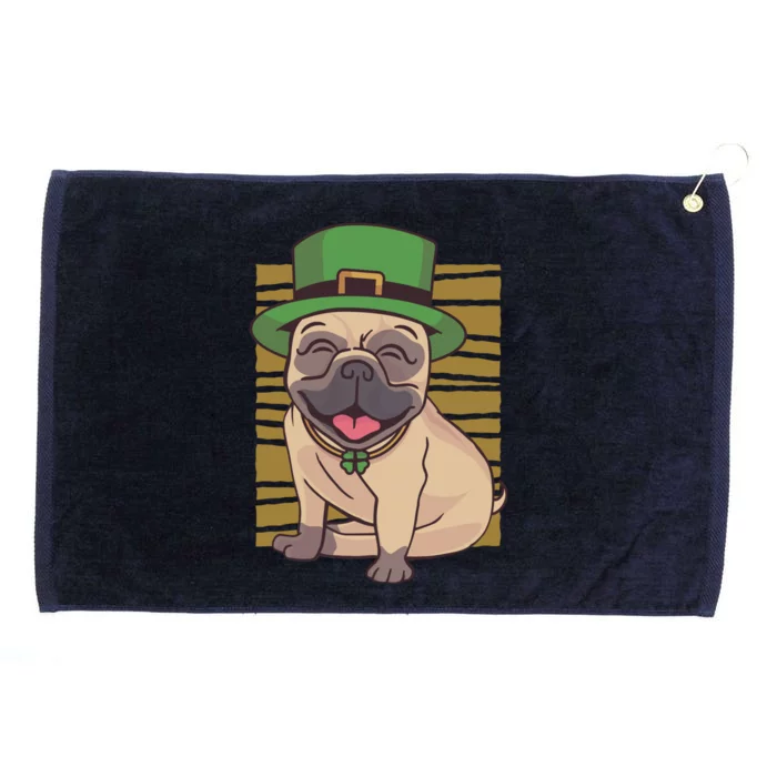 Funny St Patricks Day Pug Dog Lover Gift Grommeted Golf Towel