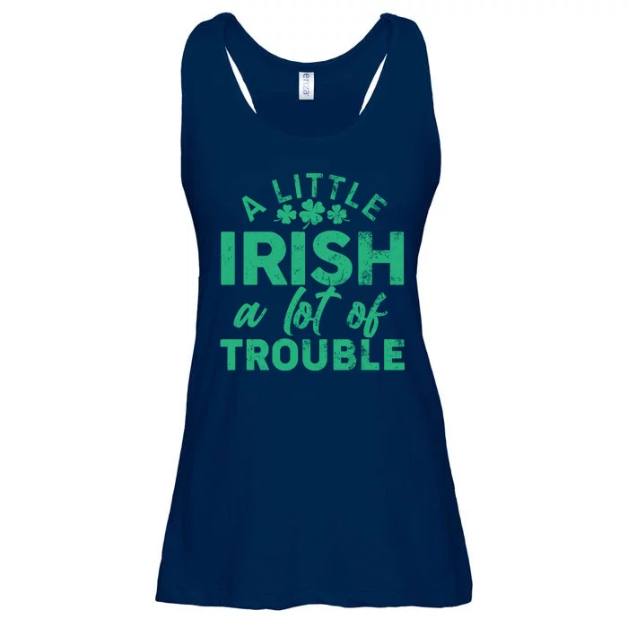 Funny St Patricks Day A Little Irish A Lot Of Trouble Ladies Essential Flowy Tank