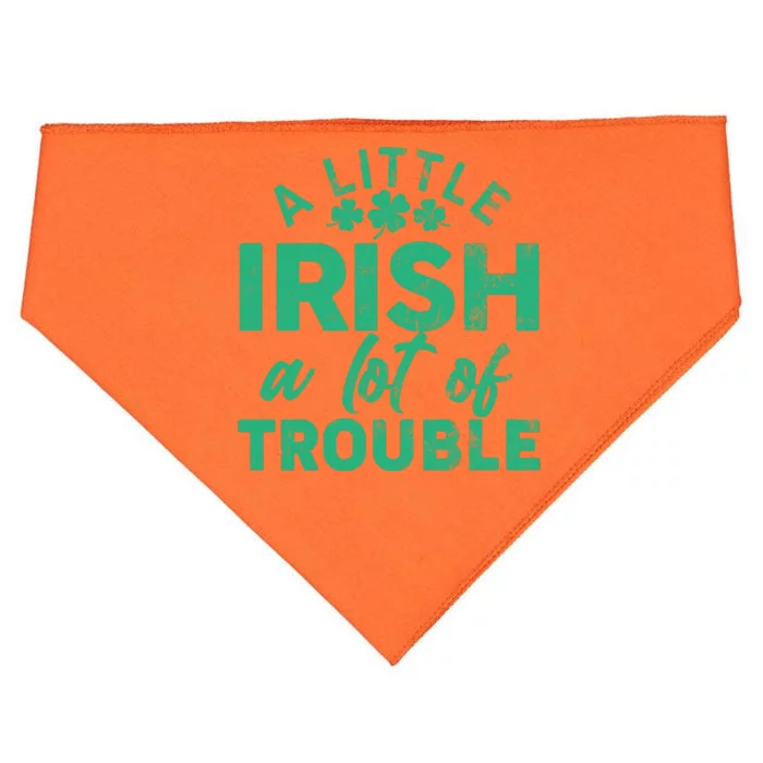 Funny St Patricks Day A Little Irish A Lot Of Trouble USA-Made Doggie Bandana